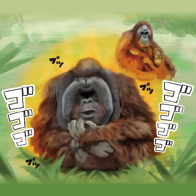 動物のリアルなコミカルイラスト。