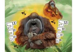 動物のリアルなコミカルイラスト。