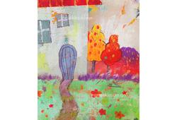 アクリルガッシュで作画した、アナログイラスト。